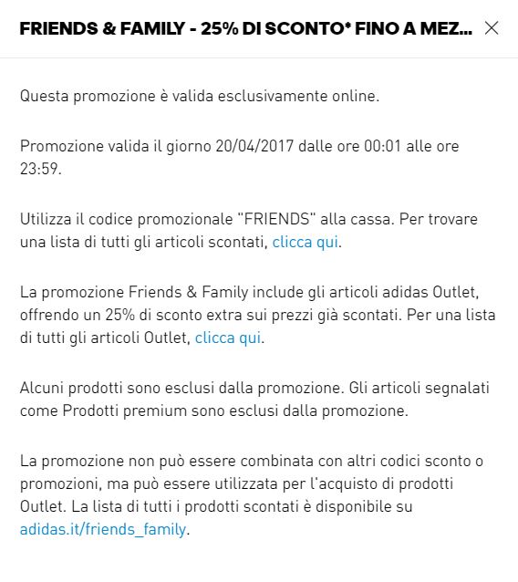 Codice sconto del 25 valido sul sito ADIDAS sino a mezzanotte